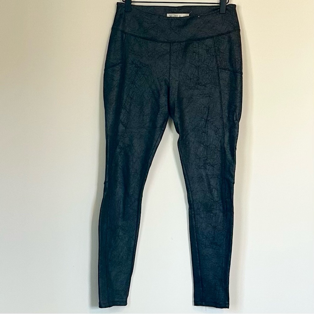 Mudd Pull On FLX Stretch Leggings Ponte Metallic Distressed - Size: Medium